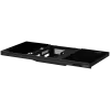 Mesa gaming de altura ajustable con doble motor, función sentado/de pie, caja de PC integrada, cargador inalámbrico, iluminación RGB, panel de control y puertos USB, tablero de vidrio templado, negro.