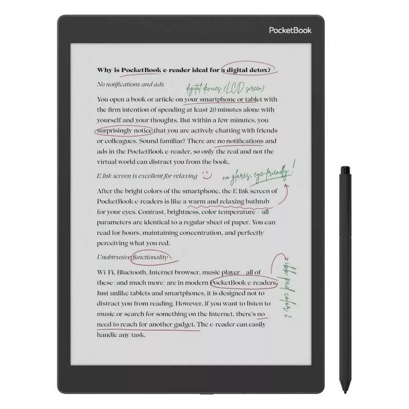 Lector de libros electrónicos PocketBook Color Note 10,3 pulgadas E Ink Kaleido, 32 GB, Wi‑Fi, pantalla táctil, negro/azul