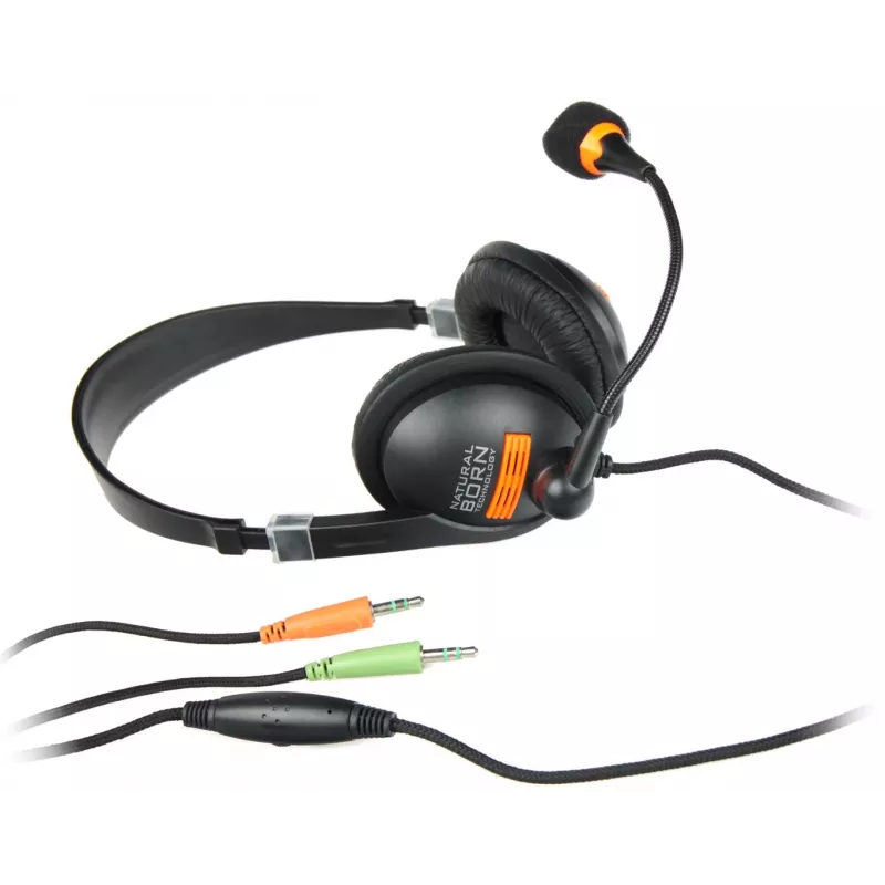 Auriculares con micrófono NATEC Drone con cable, diadema, llamadas/música, negro, naranja