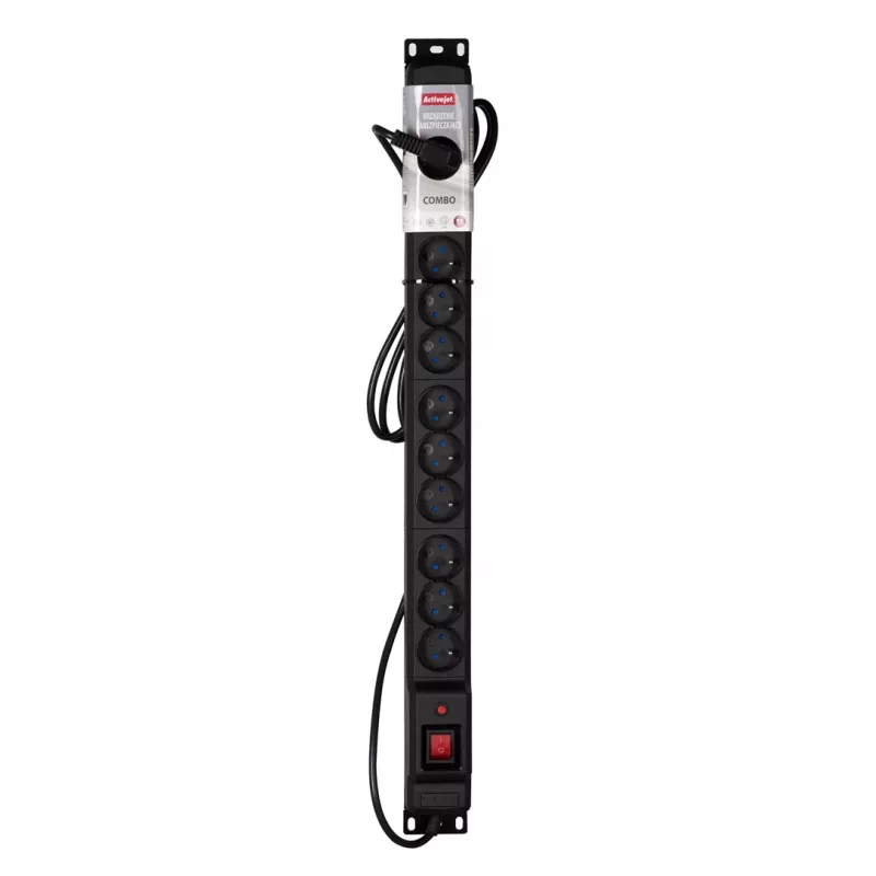 Regleta Activejet COMBO 12 tomas 1,5m negra