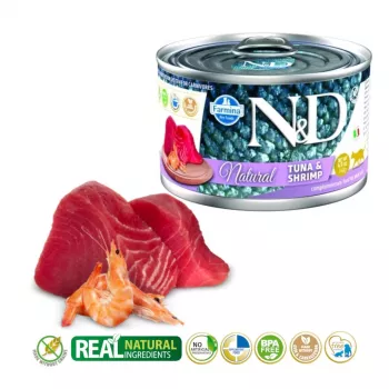 FARMINA N&D Cat Natural Atún y gambas - Comida húmeda para gatos - 140 g