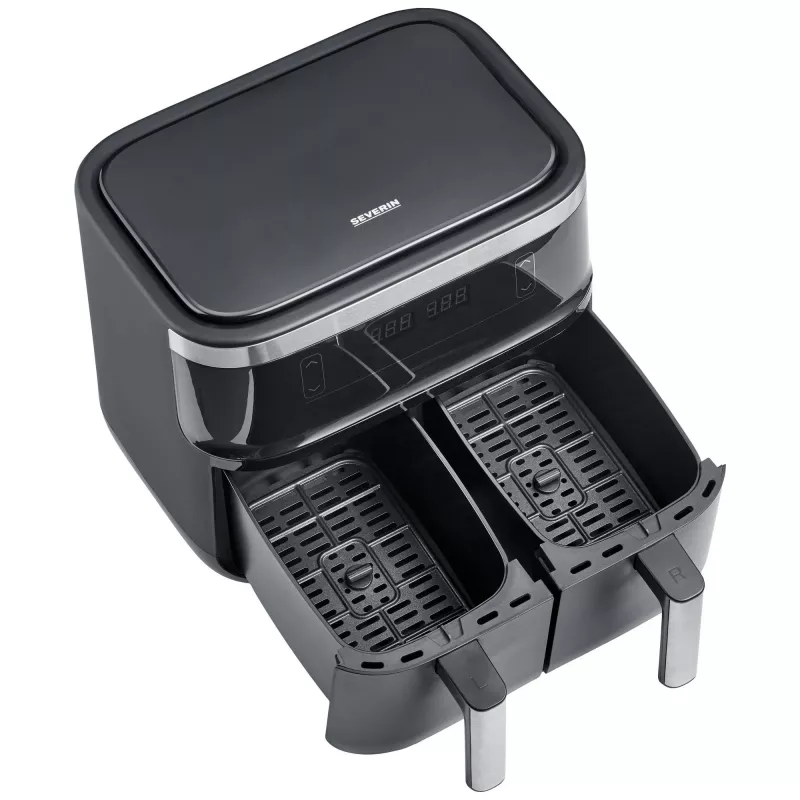Freidora de aire Severin FR 2453 Double 3,25 L 2850 W negro plata