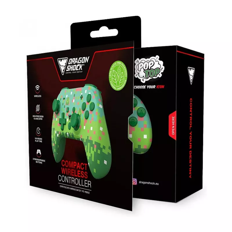 Dragonshock Mando Poptop inalámbrico cubos verde Switch
