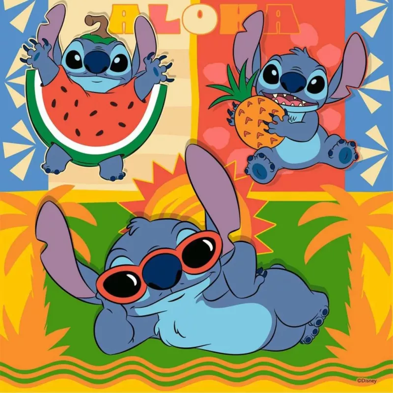 Puzle infantil Ravensburger Disney Stitch — 3 x 49 piezas, apto para niños