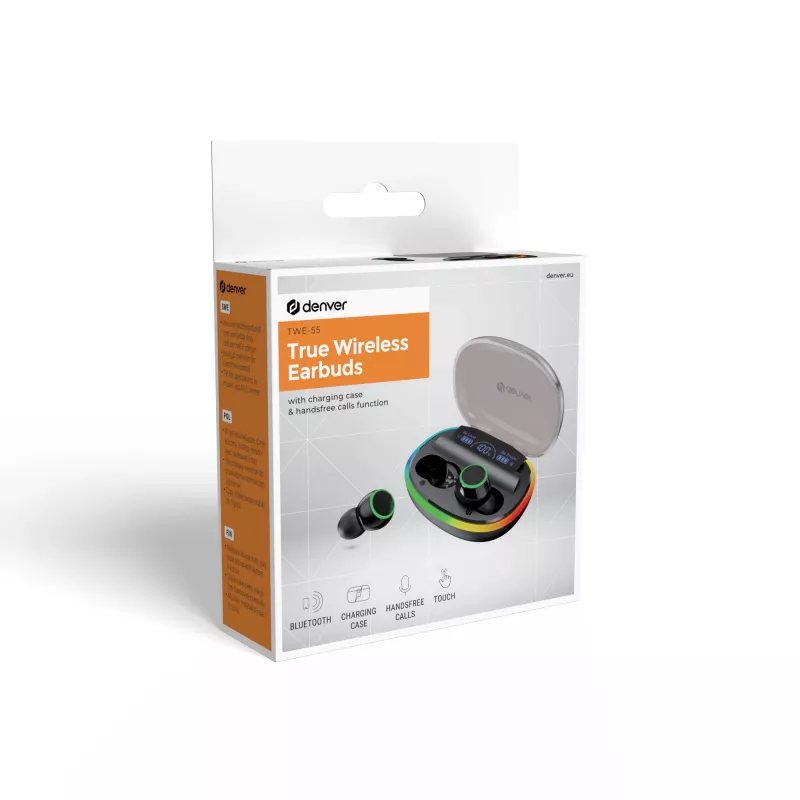 Denver TWE-55B Auriculares True Wireless Bluetooth, negro
