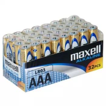 Pila alcalina MAXELL ALKALINE LR03 AAA FOIL cartón 32 uds. (8 packs de 4 uds.)