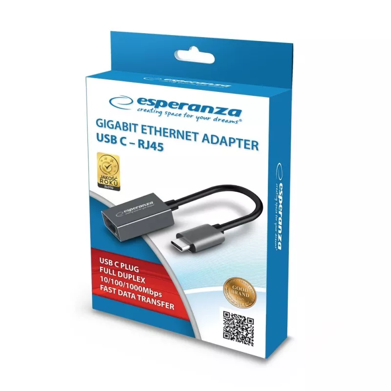 Esperanza ENA102 adaptador USB-C a RJ45 Gigabit Ethernet