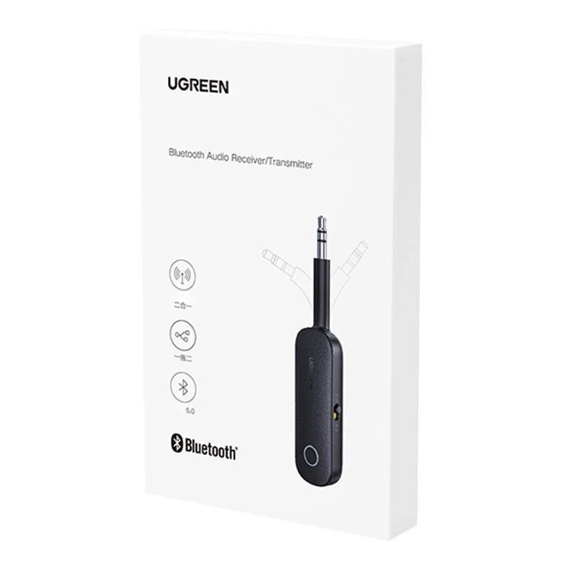 Receptor/transmisor Bluetooth UGREEN CM403 – jack de 3,5 mm, Bluetooth 5.0, batería de 145 mAh, negro