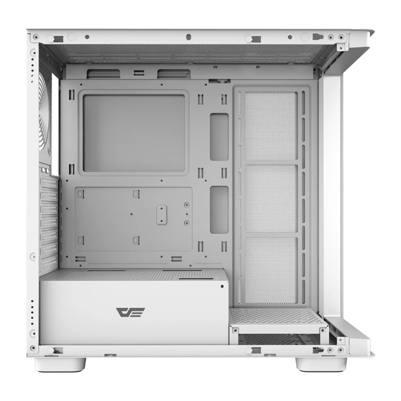 Caja de ordenador DarkFlash DS900G blanca — Mid-Tower, cristal templado, sin ventiladores