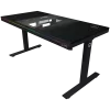 Mesa gaming de altura ajustable sentado/de pie con doble motor, caja de PC integrada, cargador inalámbrico, iluminación RGB, panel de control y puertos USB, tablero de melamina PB, negro
