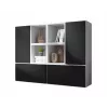 Conjunto de muebles de salón Cama ROCO 19 (4xRO3 + 4xRO6) blanco/blanco/negro