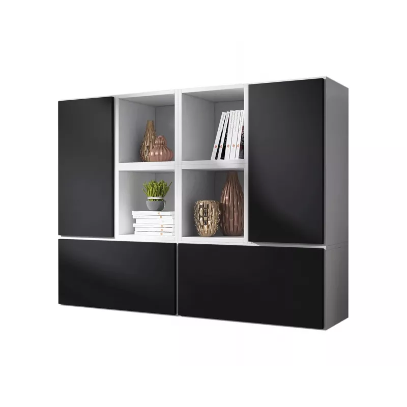 Conjunto de muebles de salón Cama ROCO 19 (4xRO3 + 4xRO6) blanco/blanco/negro