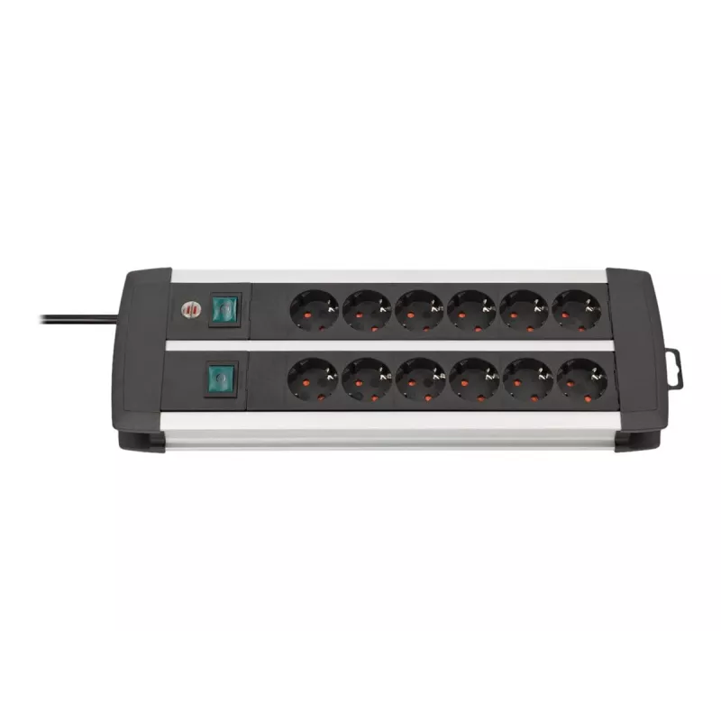 Regleta de enchufes Brennenstuhl 1391000912 3 m 12 tomas de CA para interior negra y blanca