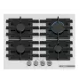 Placa de gas empotrable Bosch PPP6A2I40, 4 zonas, rejillas de hierro fundido, negra, 590×520×54 mm, control por mando giratorio