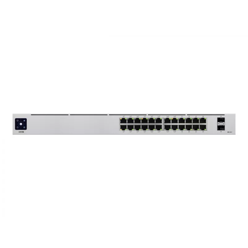 Conmutador gestionado L2/L3 Ubiquiti UniFi USW-24-POE, 24x Gigabit Ethernet (16x PoE+), 2x SFP, 1U, plateado