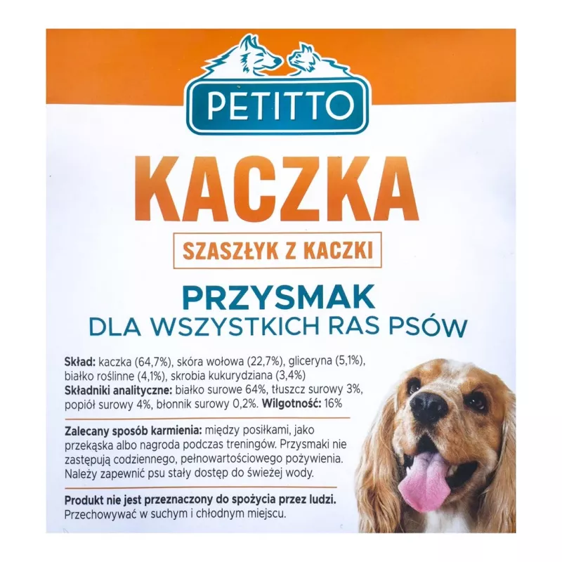 PETITTO Kebab de pato snack para perros, 500 g