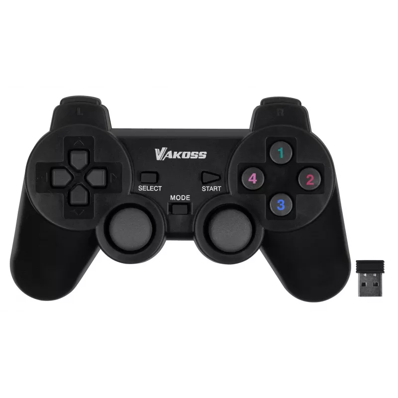 VAKOSS GP-4705BK mando inalámbrico USB, PC/PS3, vibración dual shock, analógico/digital, negro