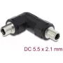 Delock 90942 adaptador de conector DC hueco 5,5x2,1 mm, hembra a hembra, con rosca, acodado 90 grados