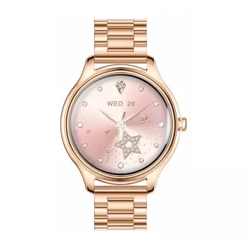 Smartwatch Colmi L28 con caja dorada y correa de acero inoxidable dorada