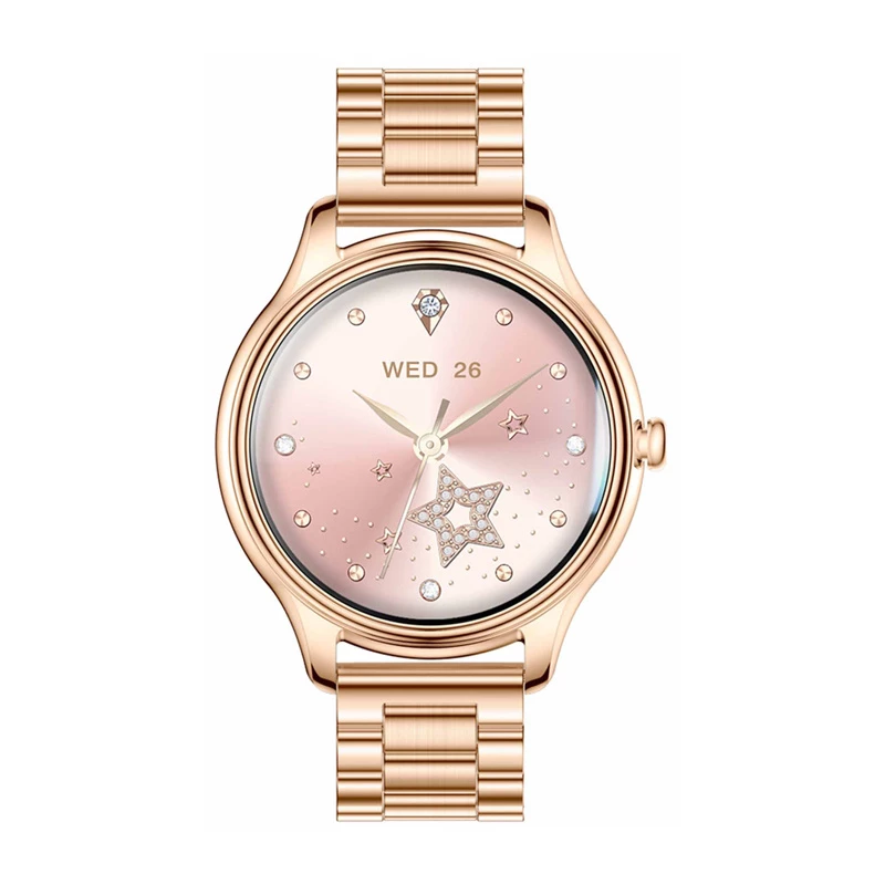 Smartwatch Colmi L28 con caja dorada y correa de acero inoxidable dorada