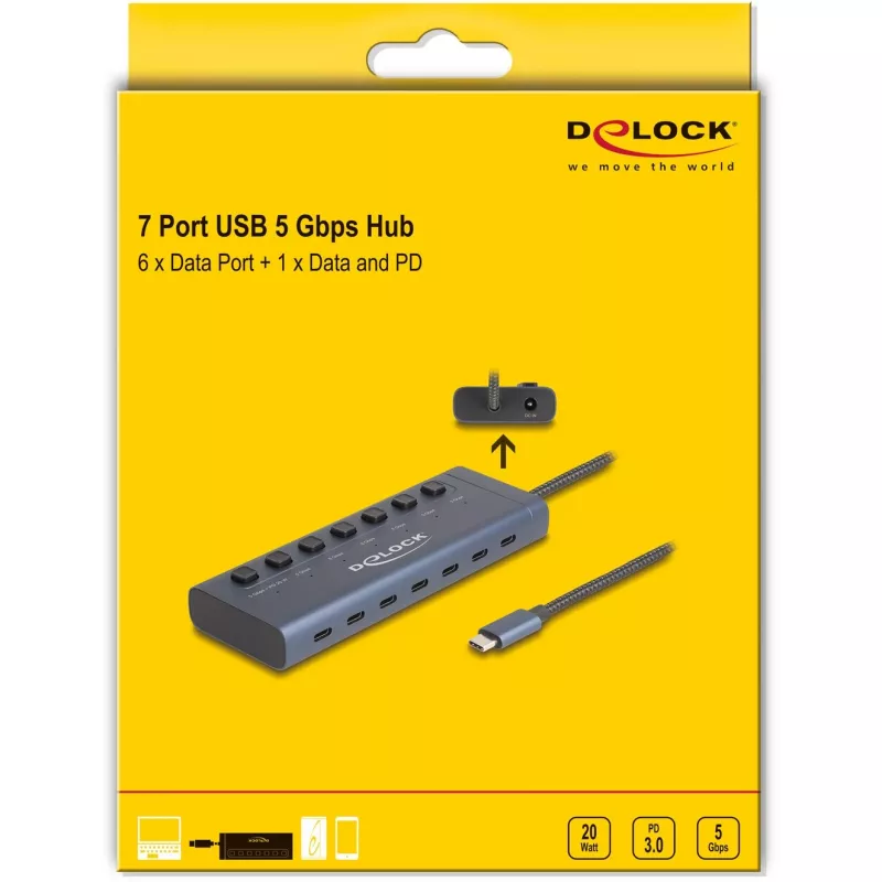 DeLOCK 63410 Hub USB 3.2 Gen 1 Type-C 5000 Mbit/s azul