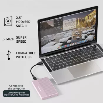 Carcasa para SSD HDD 2,5 pulgadas, SATA, USB 3.0, 2 TB