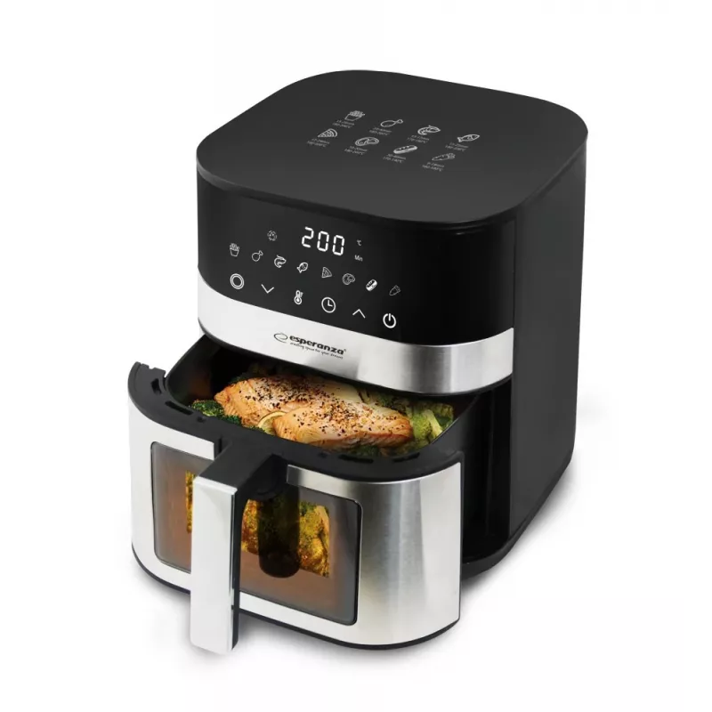 Freidora de aire ESPERANZA Pesce Alla Griglia 5 L, freidora de aire sin aceite, 1400 W, 8 programas, 200 °C, control táctil