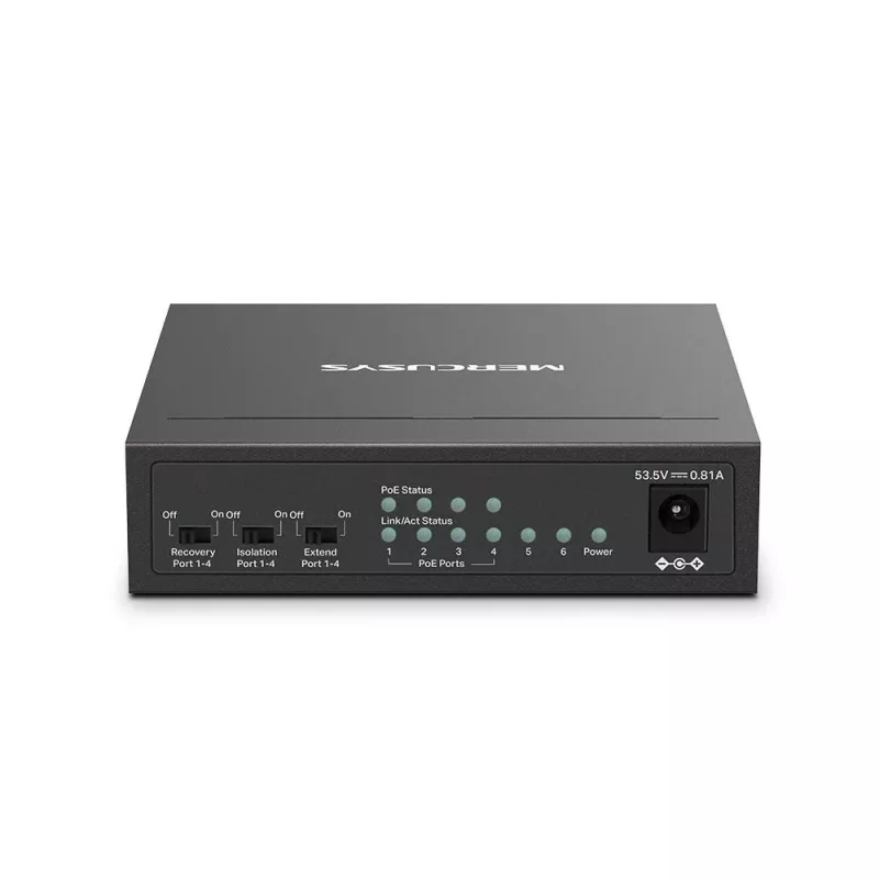 Switch de sobremesa Mercusys de 6 puertos 10/100Mbps con 4 puertos PoE+