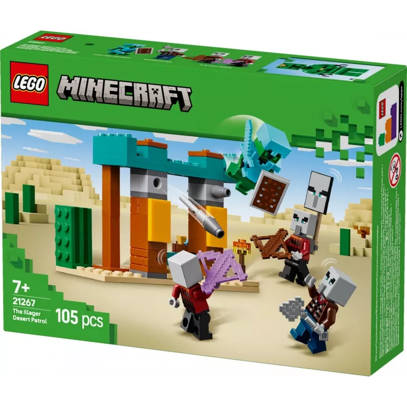 Set de construcción LEGO La patrulla del desierto de los Illager 21267 – Set de juego Minecraft, 105 piezas, 4 minifiguras, 80×60×110 mm