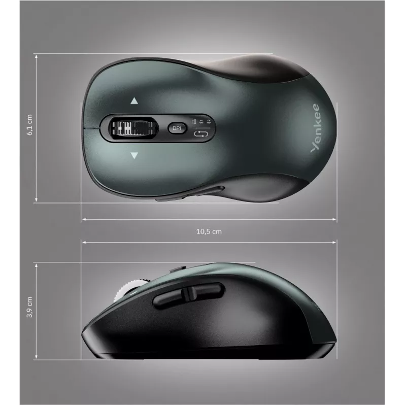 YENKEE YMS 2010BK GYRO Dual ratón inalámbrico, Bluetooth + USB 2,4 GHz