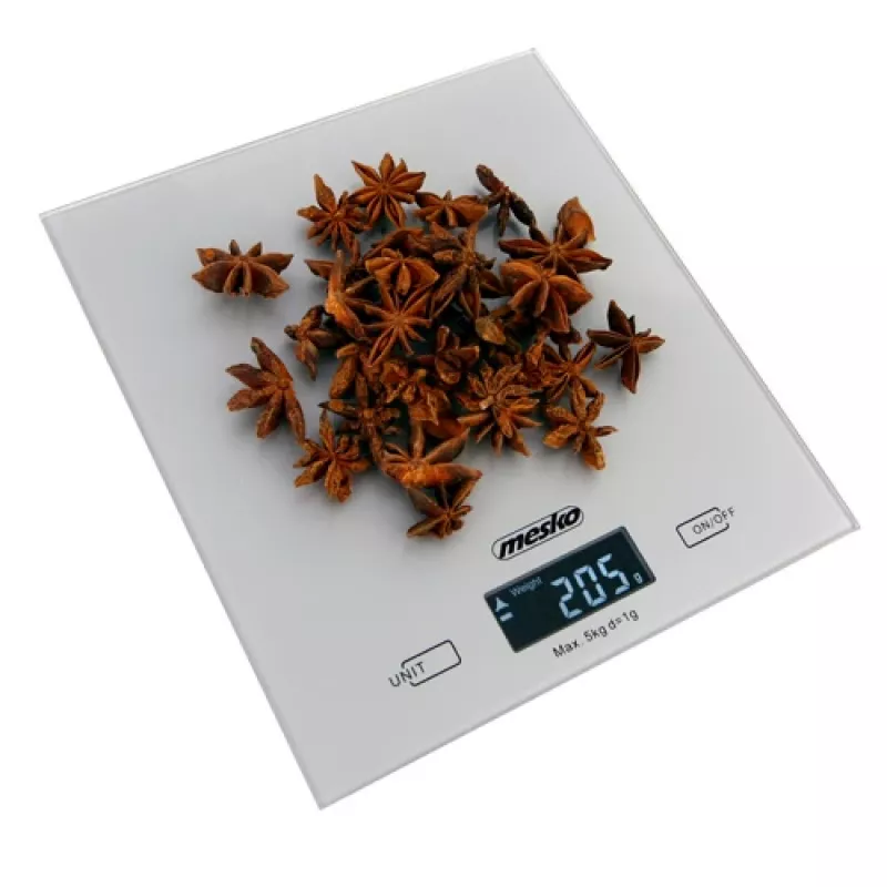 Mesko | Báscula de cocina | MS 3145 | Capacidad máxima 5 kg | División 1 g | Tipo de pantalla LCD | Plata