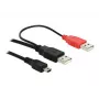 Cable USB DeLOCK 2 conectores macho USB2.0-A / USB mini de 5 pines 1 m negro