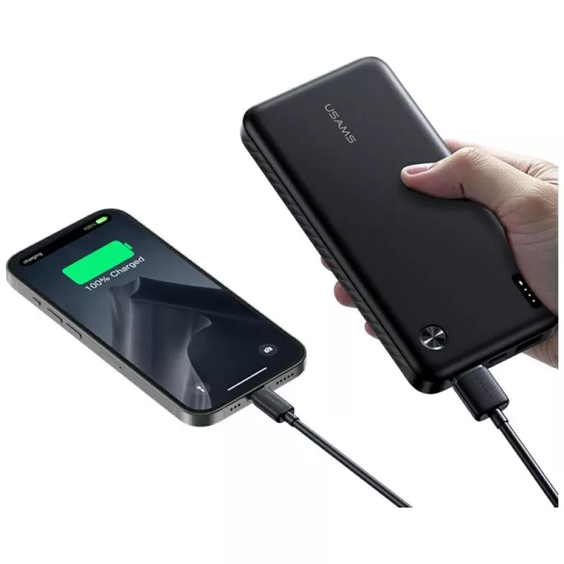 Batería externa usams PB83 10000mAh PD 2×USB-A USB-C blanca