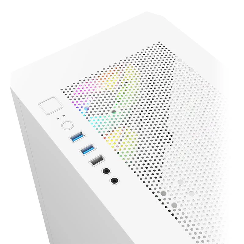 Torre Montech AIR 100 ARGB MICRO-ATX con cuatro ventiladores ARGB preinstalados, diseño ultraminimalista, panel frontal de malla fina, alto flujo de aire, lateral único