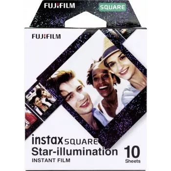 Fujifilm | Película instantánea Instax Square Star Illumination (10 hojas) | 86 x 72 mm | Tamaño de impresión: 86 mm x 72 mm, tamaño de imagen: 62 mm x 62 mm | Cantidad 10