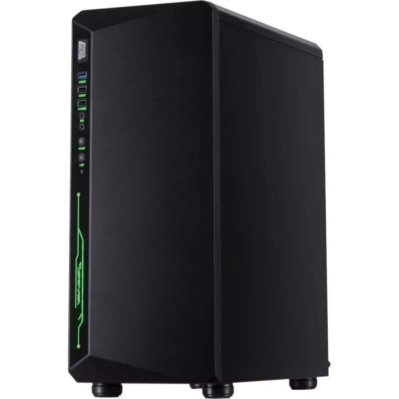 C-3 Saphir, caja torre negra, cristal templado