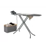 Leifheit Classic M Black 72486 tabla de planchar de tamaño completo, 120 x 38 cm, altura 69–88 cm, negra
