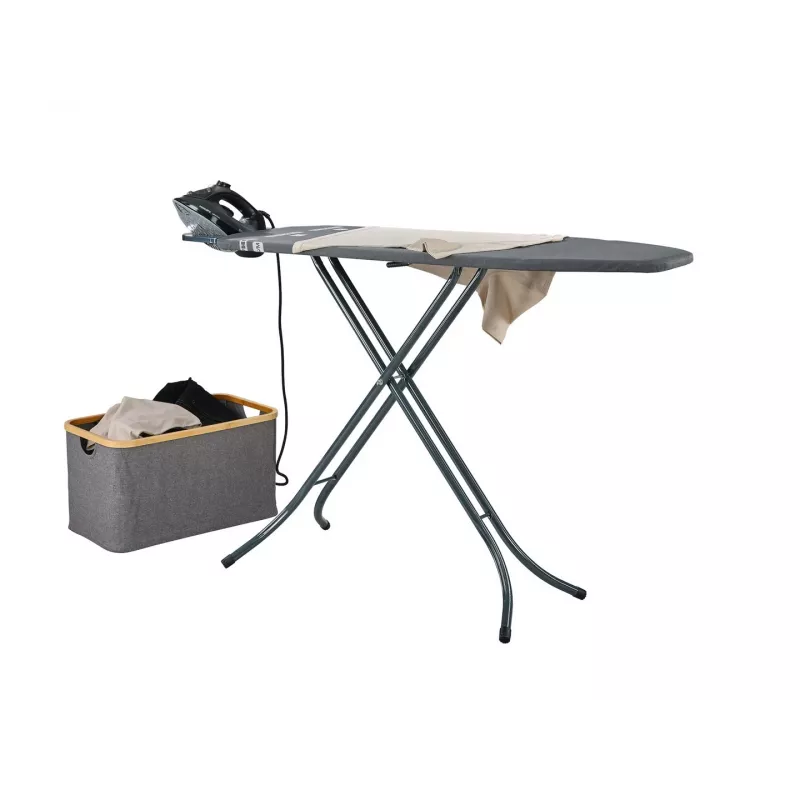 Leifheit Classic M Black 72486 tabla de planchar de tamaño completo, 120 x 38 cm, altura 69–88 cm, negra