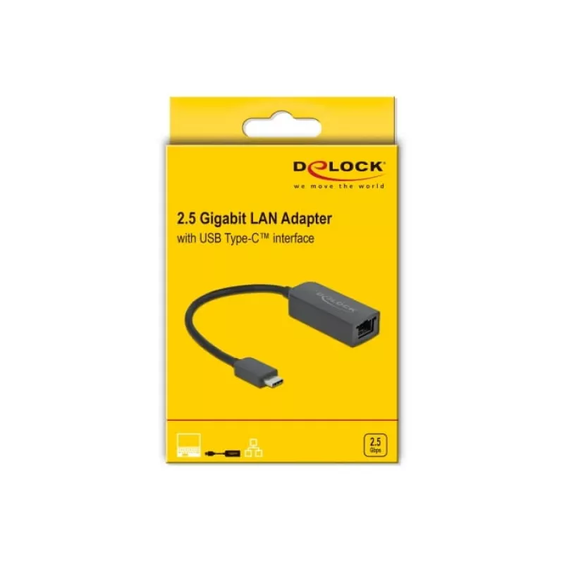 Adaptador USB Type-C macho a LAN 2,5 Gigabit compacto DeLOCK 66645