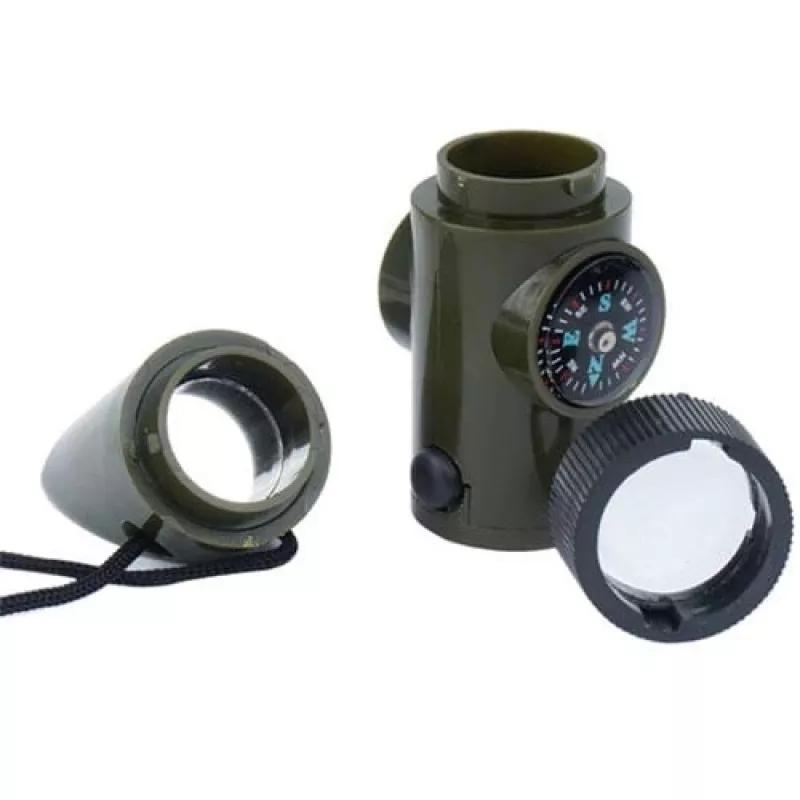 Mil-Tec SP.22073 silbato de supervivencia 6 en 1, verde oliva