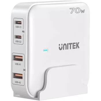 Cargador de sobremesa Unitek P1228AWH01-EU 70W 2×USB-A 2×USB-C