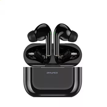 Auriculares Bluetooth 5.0 Awei T29 TWS + base de carga negro/negro