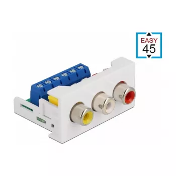 Módulo RCA DeLOCK Easy 45 3 x RCA conector hembra 22,5 x 45 mm