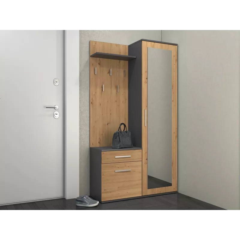 Armario recibidor Top e shop GARD DUO ANT/ART KPL — 2 puertas batientes, tablero de partículas, 1000×350×1800 mm