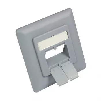 Pieza central 50x50 mm con marco embellecedor 80x80 mm para tomas de red, gris plata (mate) RAL7001, Good Connections (GC-N0053)