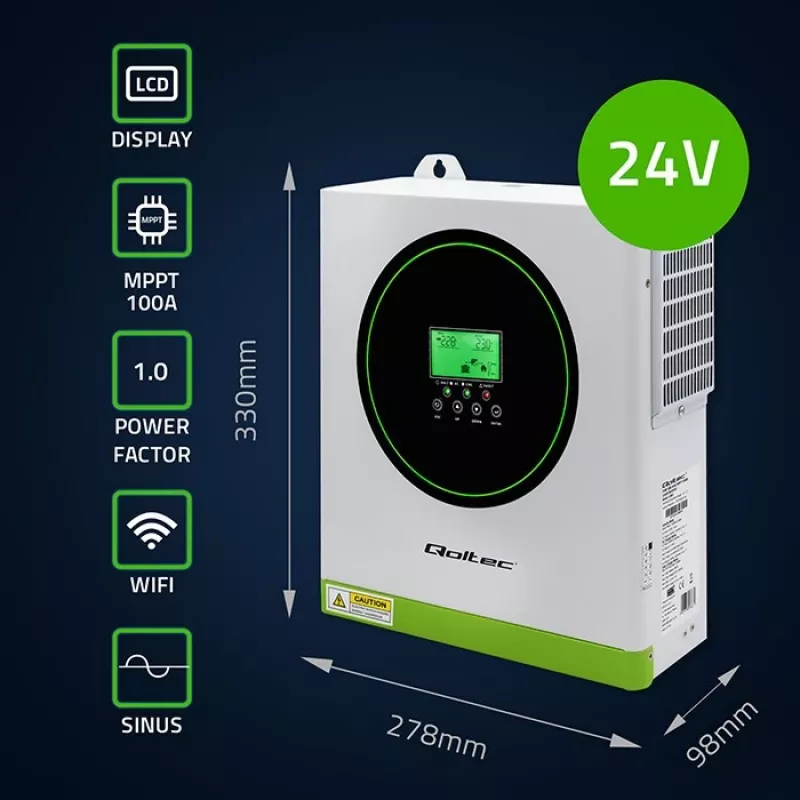 Inversor solar aislado QOLTEC 3500W modelo 53864 para instalaciones fotovoltaicas autónomas
