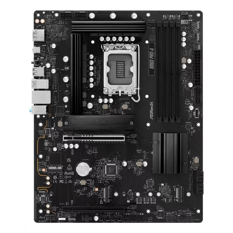 Placa base ASRock B860 Pro-A — Intel B860 ATX, LGA 1851, DDR5, 4x DIMM, 256GB, LAN 2.5Gb, 1x M.2, 4x SATA III