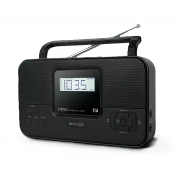 Radio portátil muse M-087 MB — receptor FM, entrada AUX, salida de auriculares, alimentación por pilas
