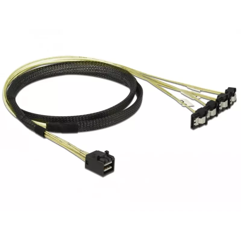 Cable SCSI DeLOCK 85685 negro amarillo 1 m 1 x Mini SAS HD SFF-8643 4 x SATA 7 Pin