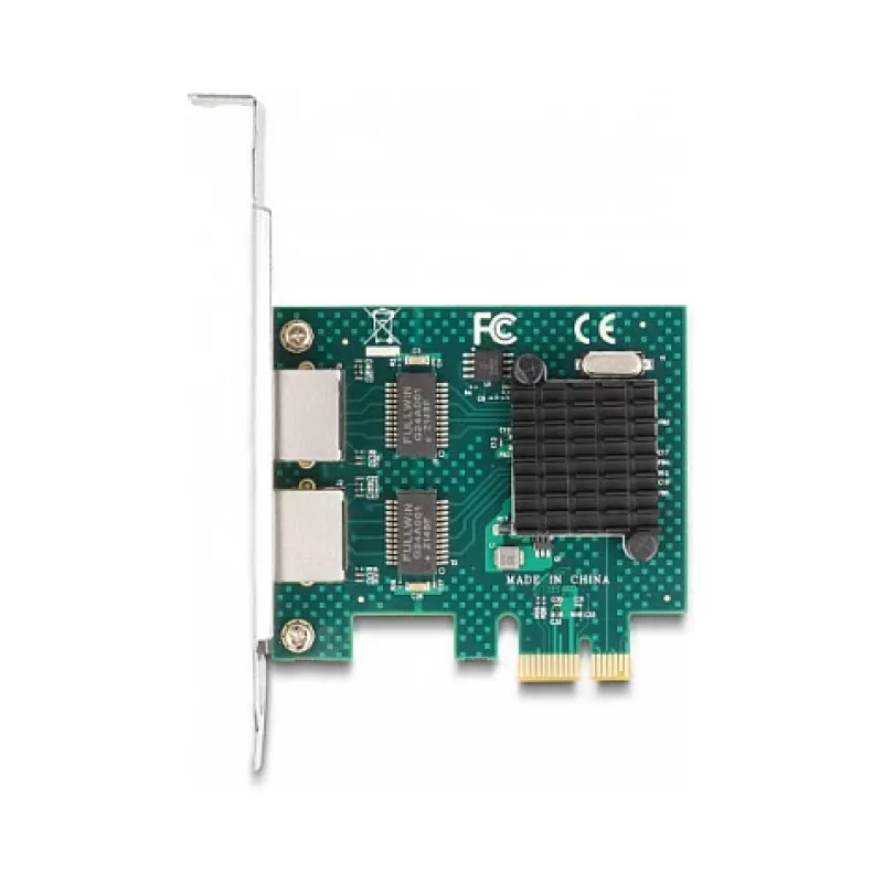 Tarjeta DeLOCK PCI Express x1 2 x RJ45 Gigabit LAN BCM gris